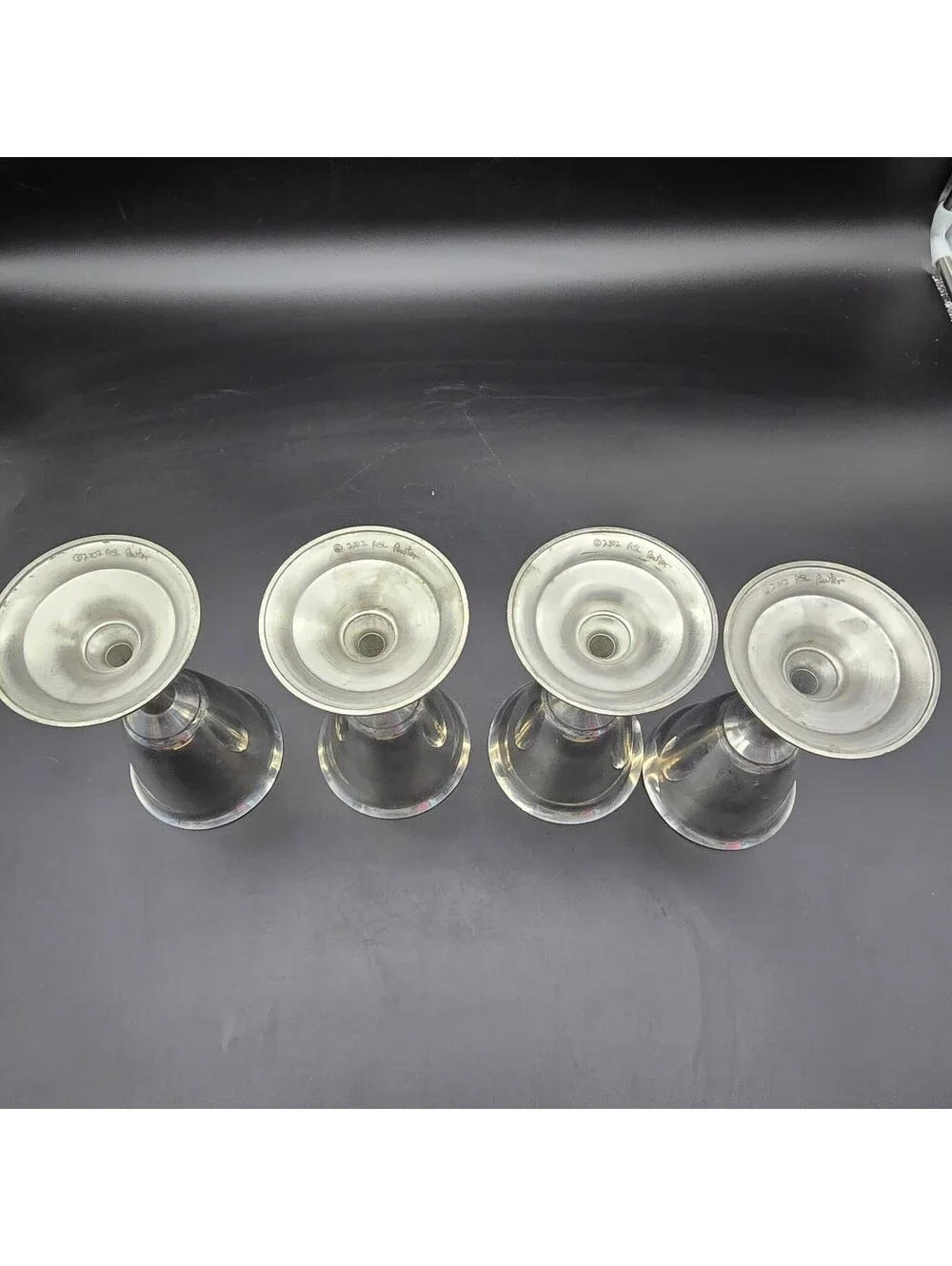Vintage 2002 ASL Pewter Goblets Set of 4 Lead Free Signed MO